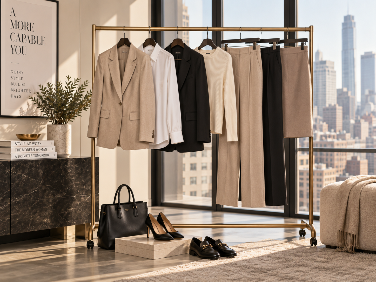 Capsule Wardrobe für Damen mit eleganter Bürokleidung